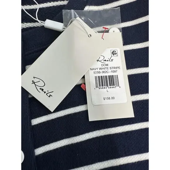 Rails Dom Sweatshirt Womens L Navy White Stripe Crewneck Comfort Chic NWT $158 - Picture 8 of 9